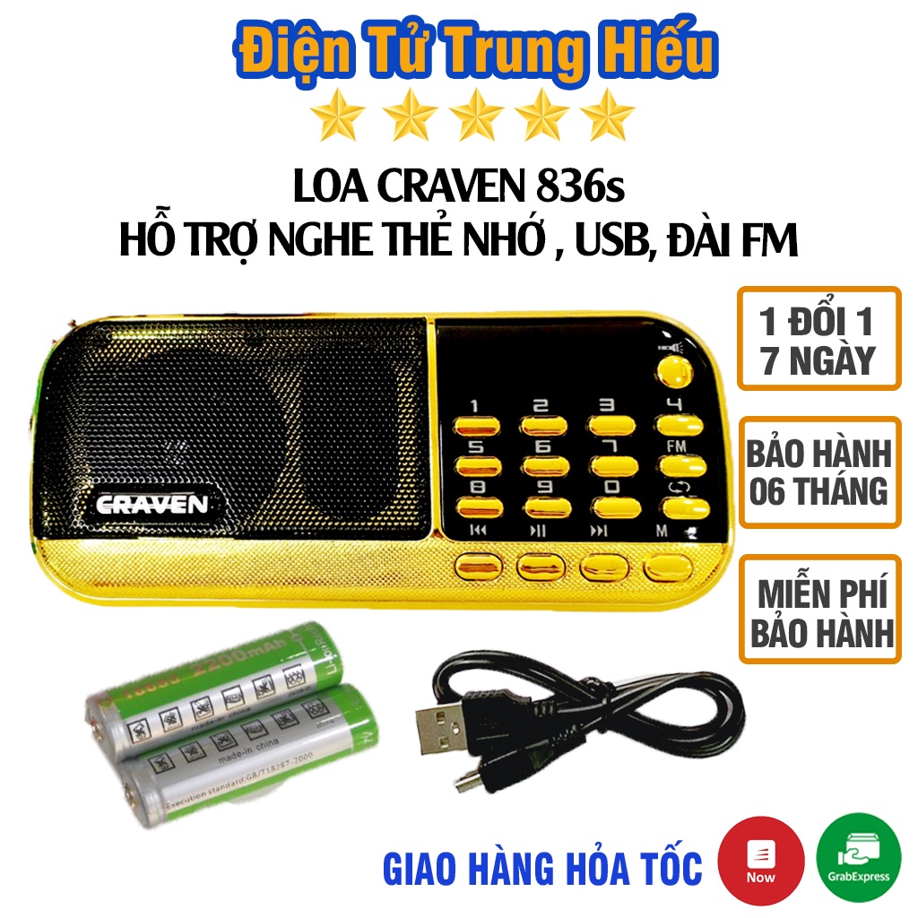 Combo Loa tắm tiếng anh cho bé Craven 836s, máy nghe pháp, đài radio nhỏ gọn tiện lợi - bảo hành 6 tháng