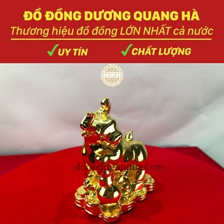 Tượng đồng trâu mạ vàng đồ đồng phong thủy trong bộ 12 con giáp chất liệu đồng vàng kích thước 10*9cm