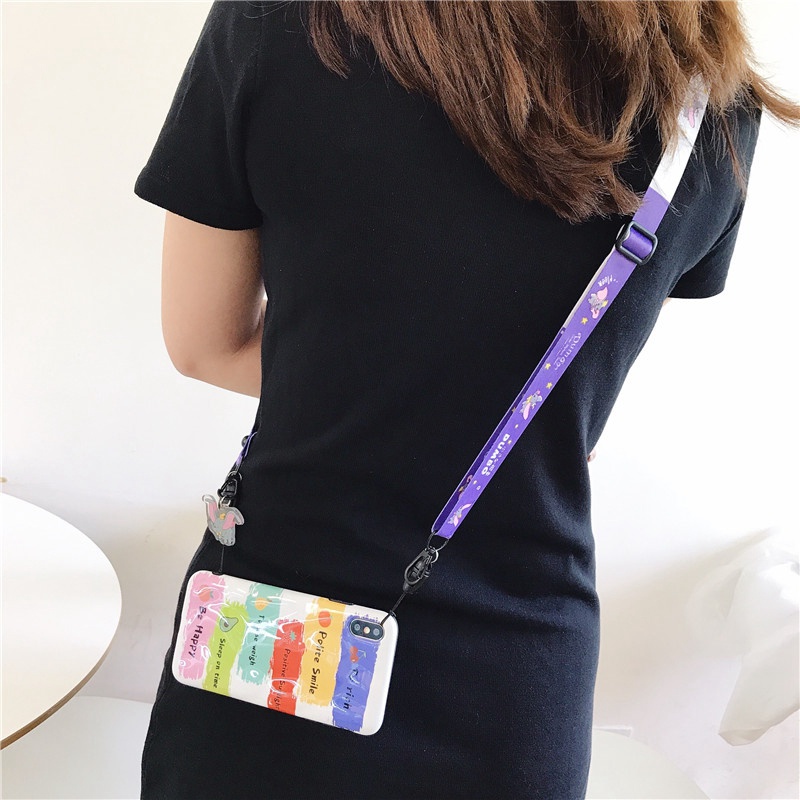 Dây đeo chéo họa tiết hoạt hình dễ thương gắn điện thoại