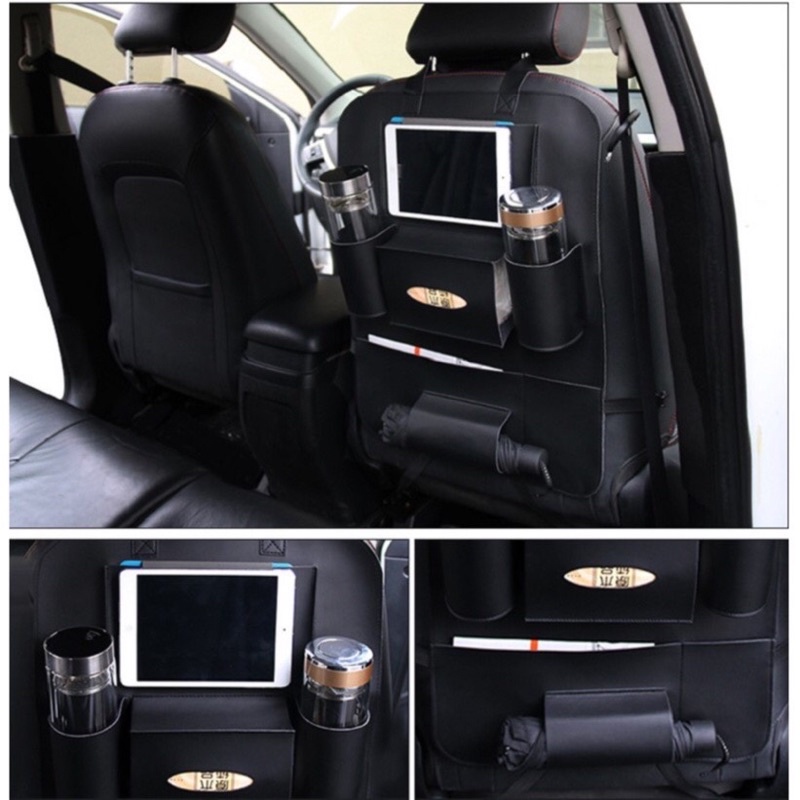 Túi da để đồ trên xe ô tô treo sau ghế đa năng tiện dụng độ bền cao