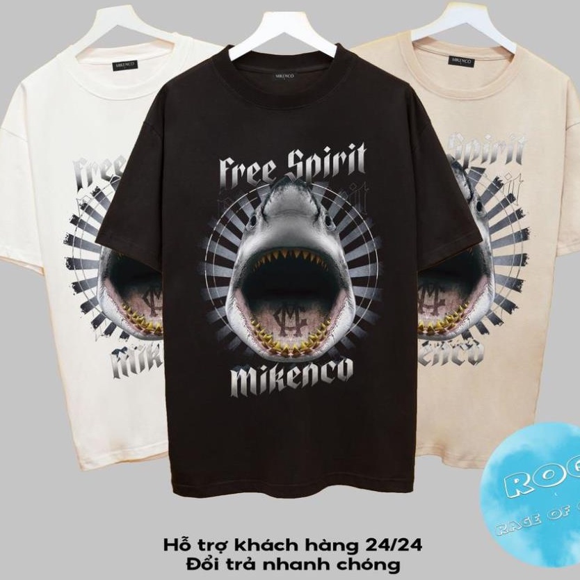 Áo thun tay lỡ MIKENCO Cá Mập Streetwears SG , Áo thun unisex nam nữ from rộng oversize chất liệu cotton