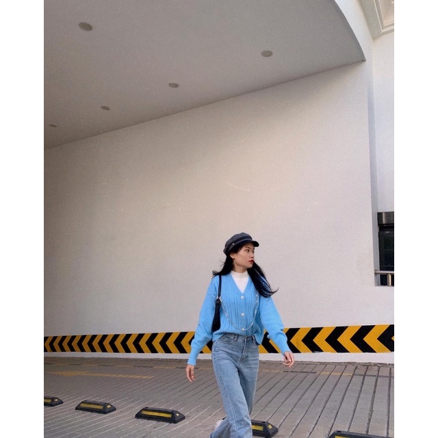 Áo khoác len cadigan cúc ngọc dáng ngắn nhiều màu, len mịn hàng Quảng Châu