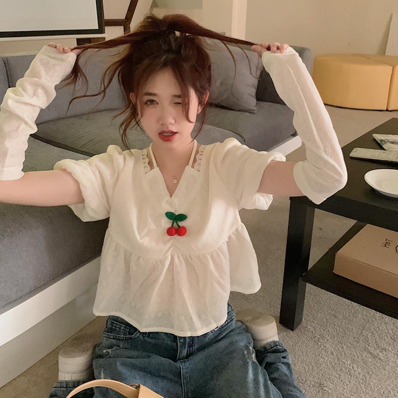 Áo Croptop Tay Phồng Thiết Kế Mới Ngọt Ngào Thời Trang Mùa Hè Dành Cho Nữ