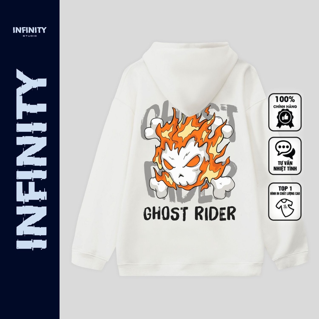 |NEW| Hoodie Nam Nữ Nỉ Mỏng &quot;Ghost Rider&quot; INFINITY Studio, Áo Hoodie Unisex Form Rộng In Hình Cool Ngầu TV5079