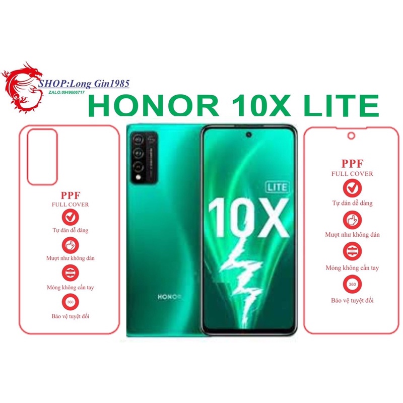 Honor 10X Lite  miếng dán trong Ppf mặt sau và mặt trước chống va đập chống trầy xước