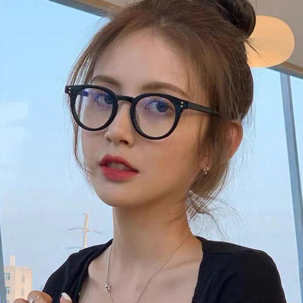 Mắt Kính Chống Ánh Sáng Xanh Tròng Trong Suốt 0 Độ Phong Cách Vintage