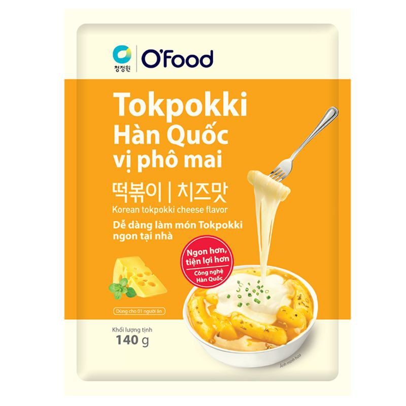 Bánh Gạo Tokpokki Hàn Quốc Vị Phô Mai O'Food 140G