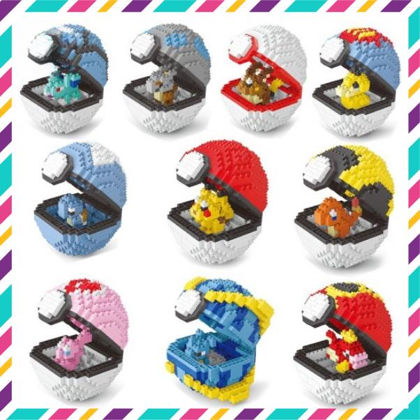 Đồ Chơi Lắp Ráp Quả Cầu Pokemon, Bộ Nhân Vật Đa Dạng Pikachu, Hitokage,  Đồ Chơi Sáng Tạo Cho Bé