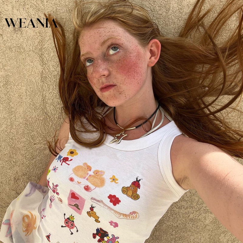 Áo Tank Top In Họa Tiết Dễ Thương Thời Trang Cho Nữ