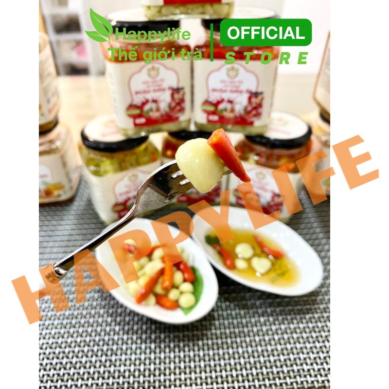 Đặc Sản Tỏi Ngâm Giấm Ớt Happylife hũ 390g - Phòng Cảm Cúm Viêm Họng, Tốt Cho Huyết Áp Tim Mạch, Chống Lão Hoá, Đẹp Da