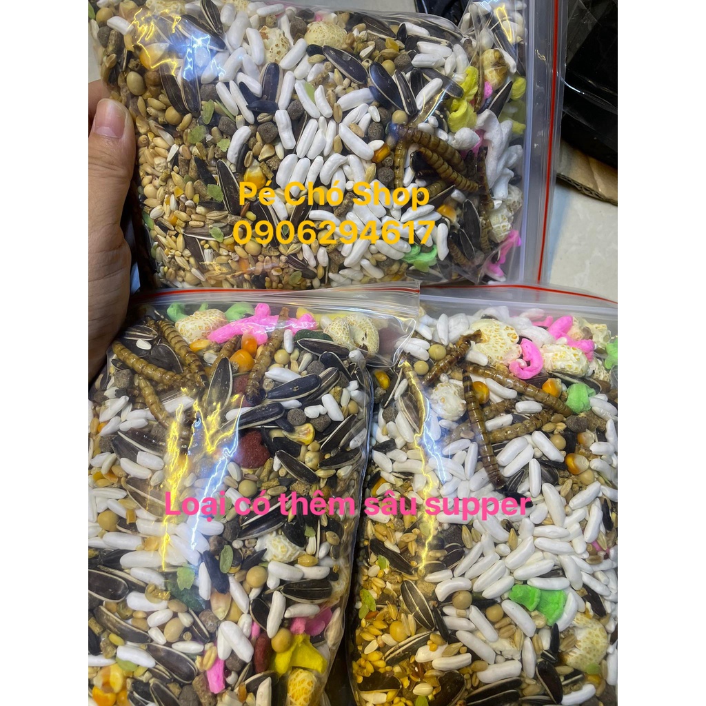 Thức ăn ngũ cốc 500gram Có Sâu Supper Sấy cho hamster,sóc,..