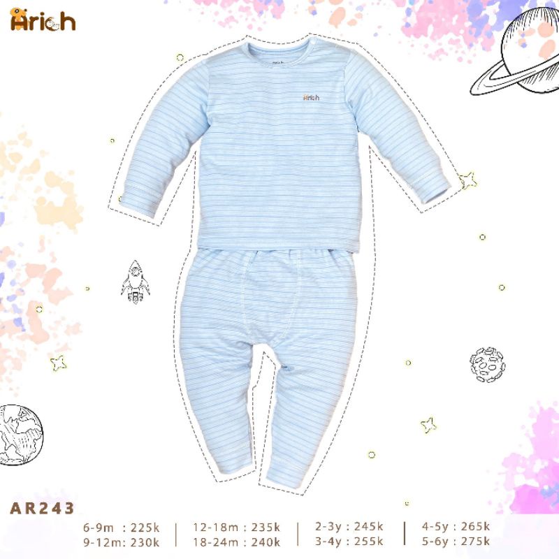 ARICH - Bộ dài tay sợi tre điều hòa cho bé 8-23kg