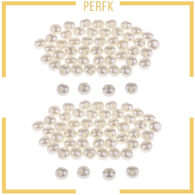 Set 50 Nút Ngọc Trai Màu Trắng 10mm Dùng Để Trang Trí Váy Cưới DIY