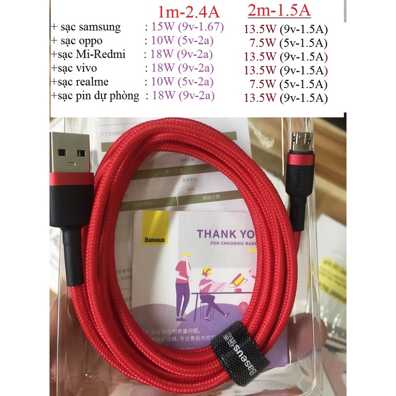 cáp sạc micro usb Baseus Cafule