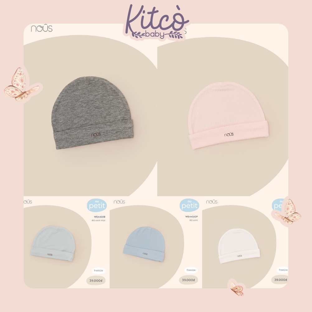 NOUS Mũ sơ sinh Nous/Mũ Petit Nous siêu mềm, mịn cho bé