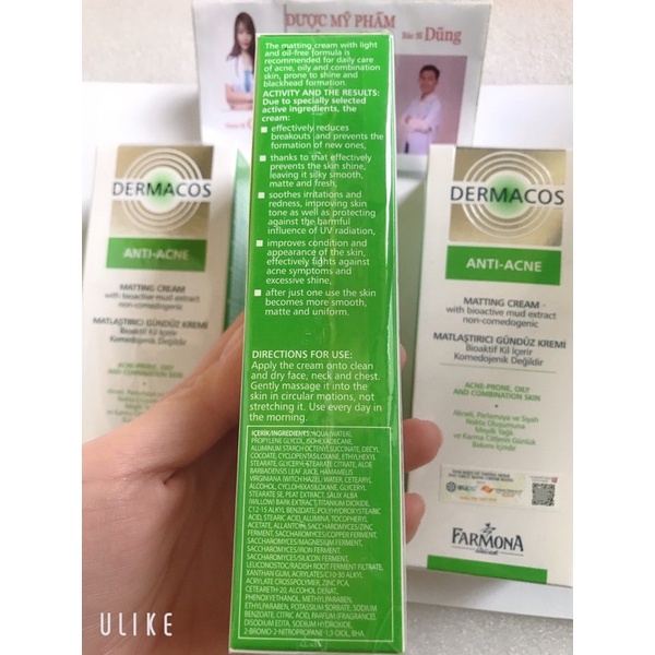 CHÍNH HÃNG NHẬP KHẨU Kem Dưỡng Giảm Bóng Nhờn Farmona Dermacos Anti-Acne Matting Cream