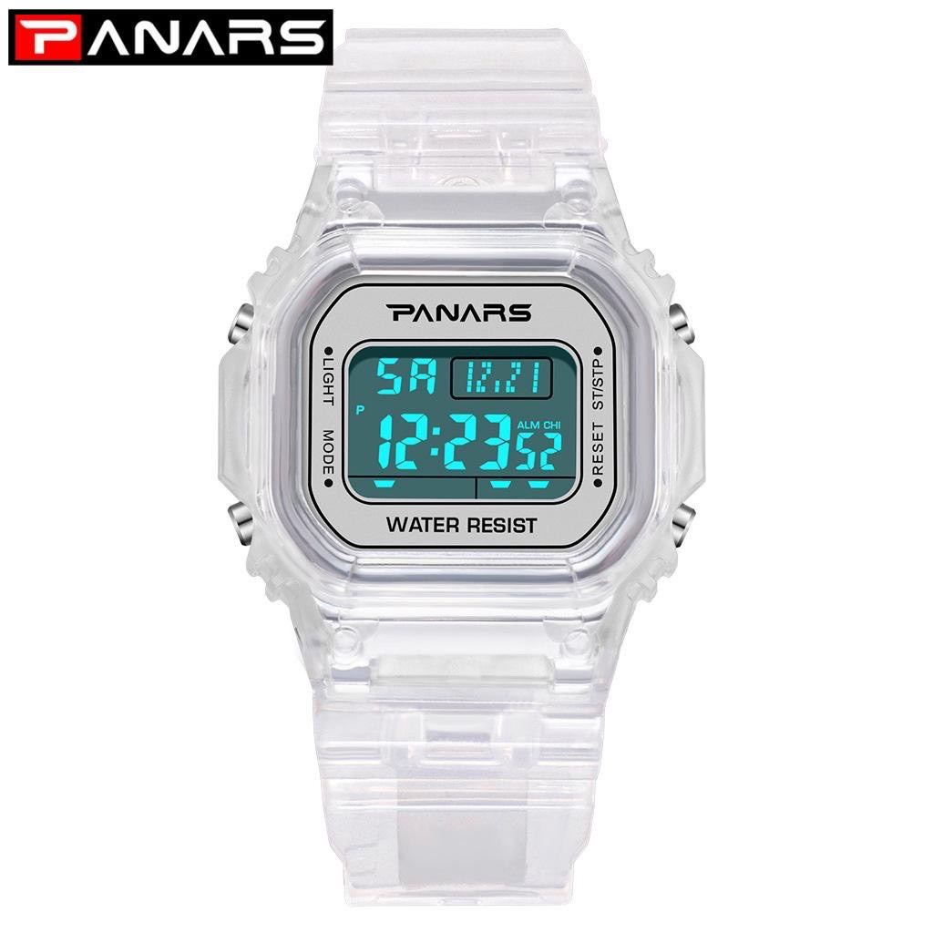 Đồng hồ thời trang nam PANARS 8131, đồng hồ điện tử đeo tay chính hãng dây trong suốt - TOP WATCH