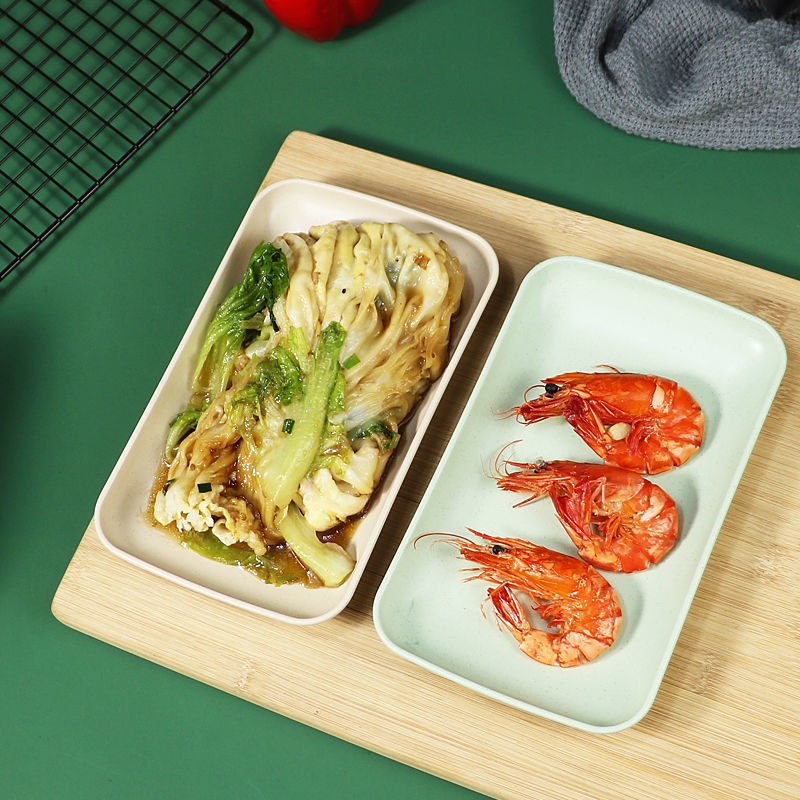 Đĩa Ăn Tráng Miệng/Salad/Salad Hình Vuông Chất Liệu Rơm Lúa Mì 12*17*1.5cm