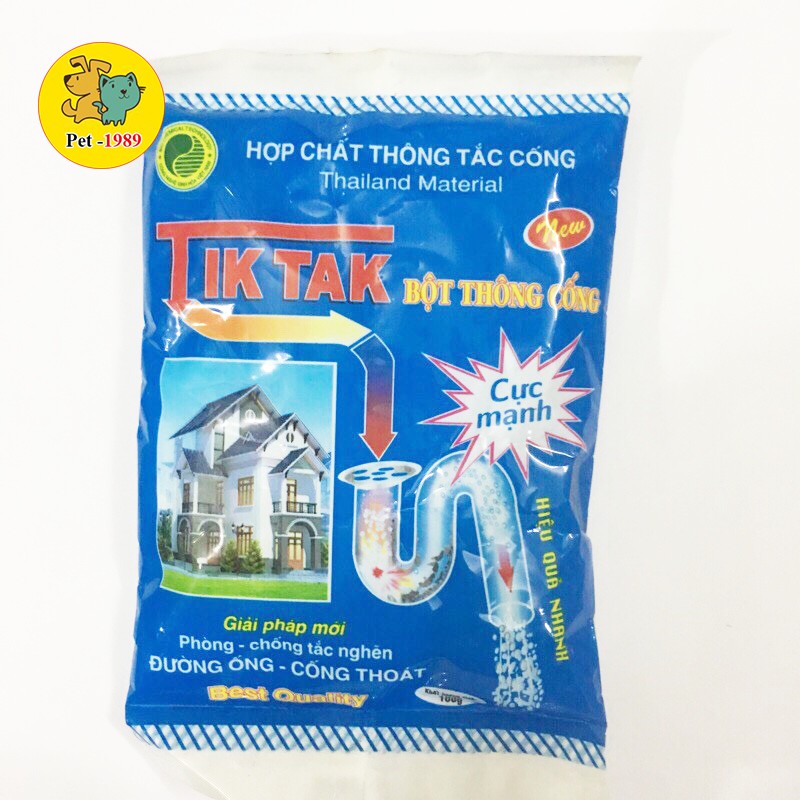 Bột thông tắc cống cực mạnh Tik Tak (gói 100g), thông bồn cầu, bồn rửa bát, cống thoát nước...