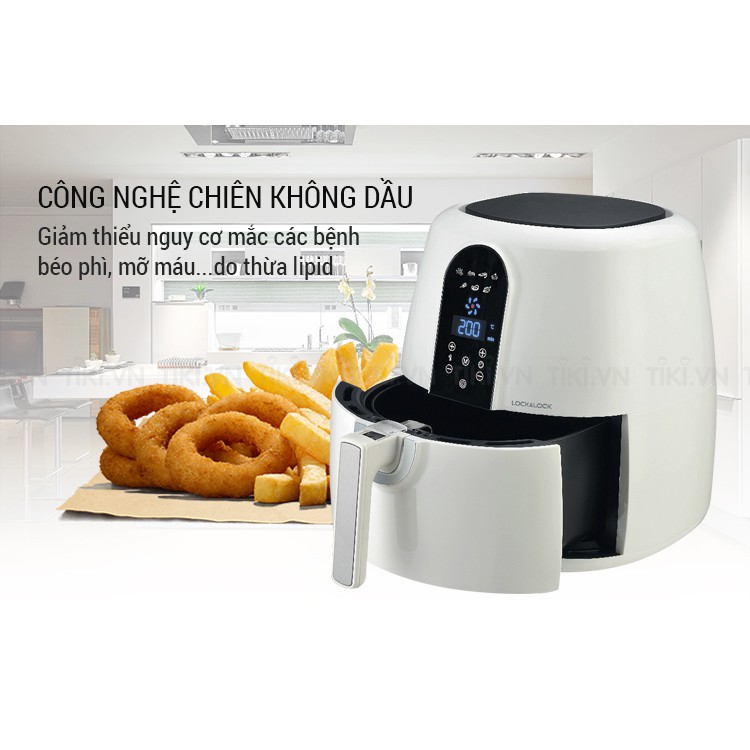 NỒI CHIÊN KHÔNG DẦU LOCK&amp;LOCK FOODIE ECO FRYER EJF351WHT (5.2L) - Màu Trắng