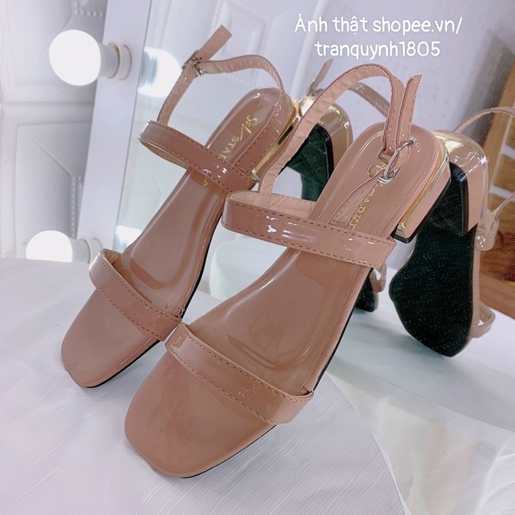 Giày sandal 2p gót vuông dây mảnh quai ngang nhẹ nhàng nữ tính 101