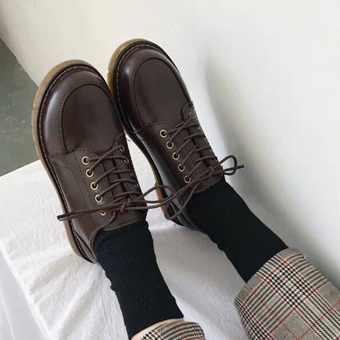 Giày ulzzang vintage nâu đen đế trong siêu mềm có ảnh thật cuối