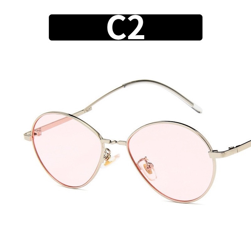 (KIQI-FASHION) COD Kính Mát Gọng Oval Kim Loại Chống Tia Uv400 Thiết Kế Mới Thời Trang Dành Cho Nữ