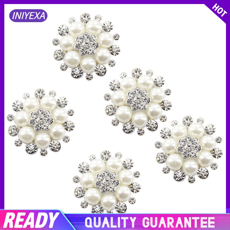 Set 5 nút áo 30mm bằng hợp kim hình hoa đính đá xinh xắn