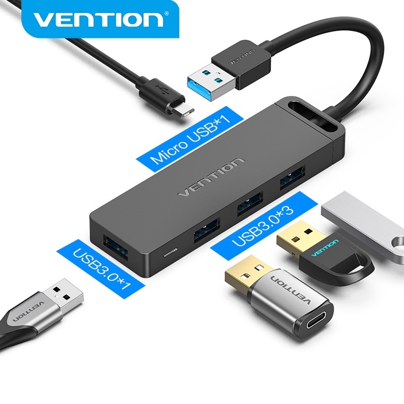 HUB Chia Cổng USB 3.0 VENTION Vỏ Nhựa ABS Dành Cho PC Laptop HDD