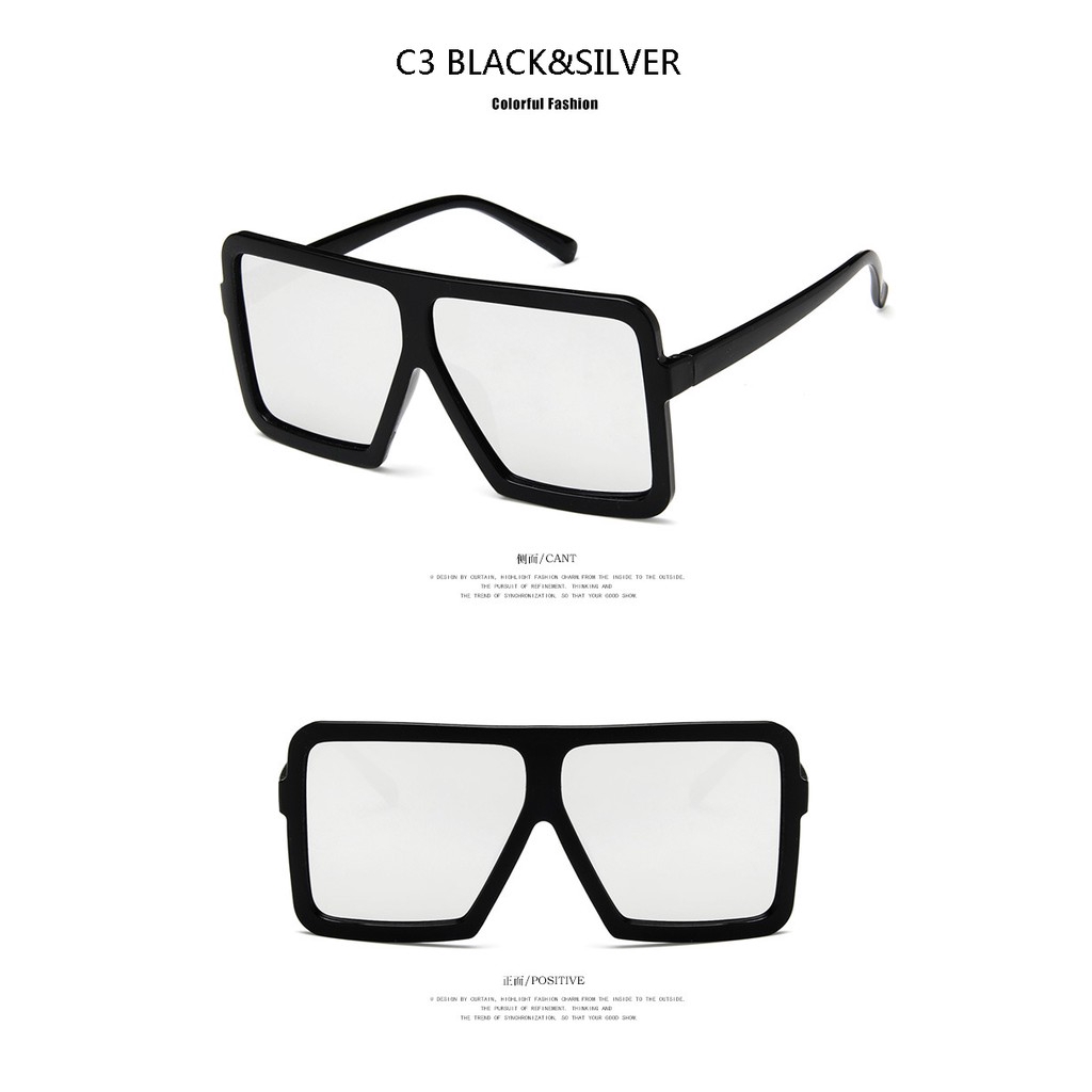 Kính mát SAMJUNE gọng vuông bản lớn thời trang cho nam nữ