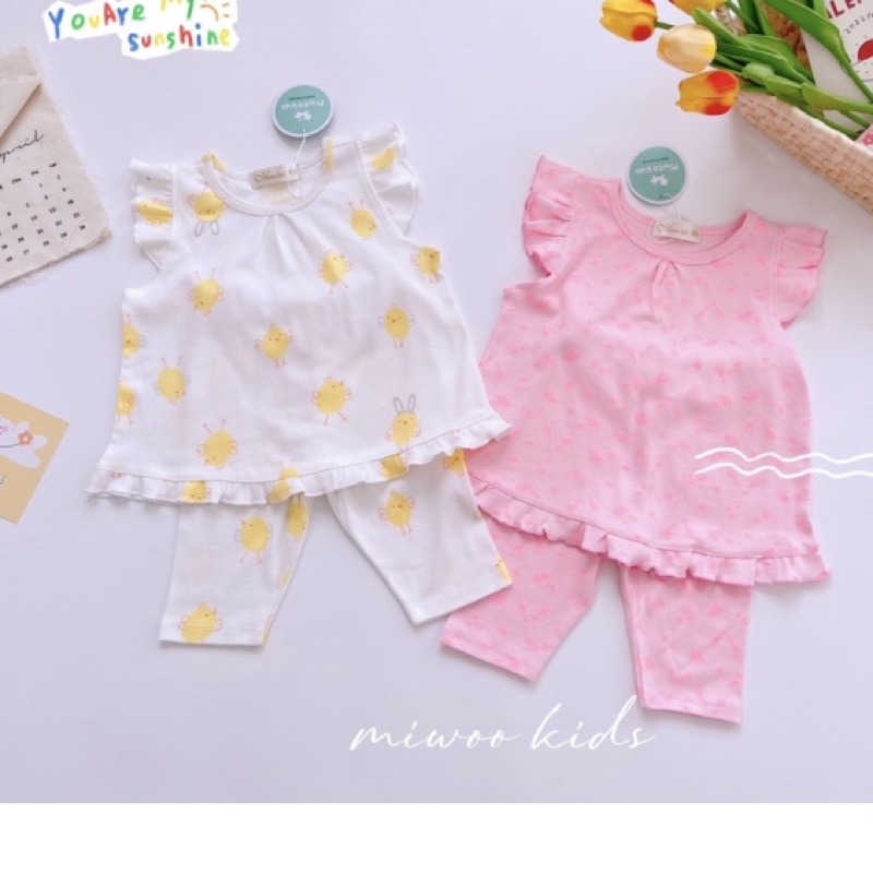 Đồ bộ cánh tiên quần lửng bé gái xuất Nhật Miwoo