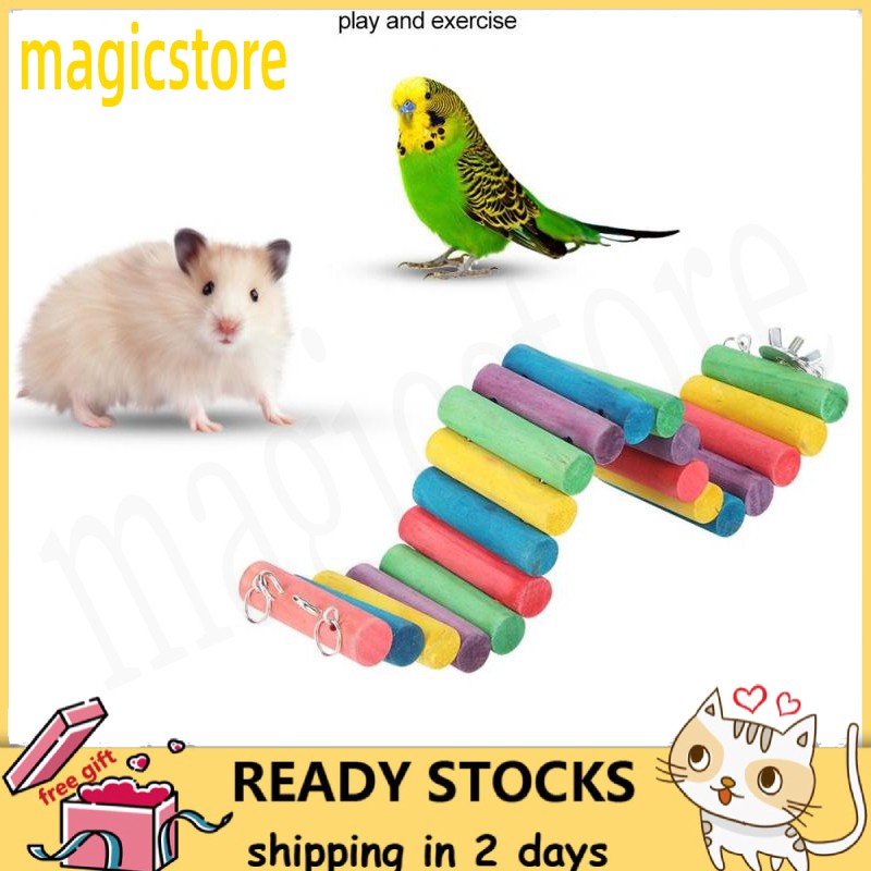 [Ready Stock] Magicstore Thang gỗ đồ chơi nhiều màu cho thú cưng hamster và chim vẹt