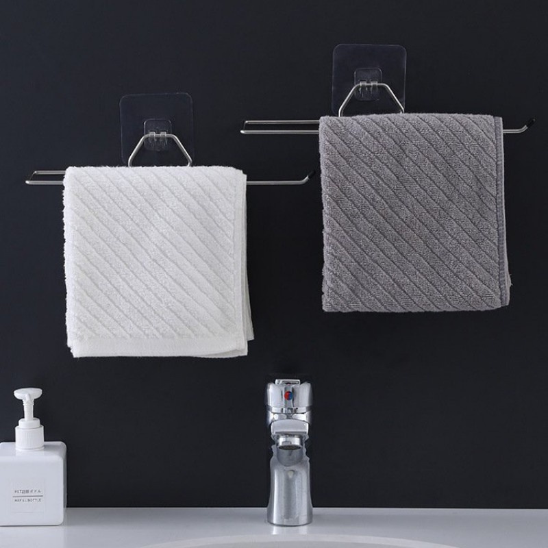 Móc Treo Giấy Vệ Sinh Khăn Lau Bếp Chất Liệu Inox, Thanh Treo Đồ Đa Năng Dán Tường Chắc Chắn