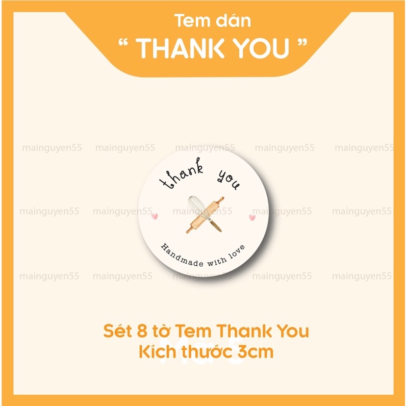 Combo 210 Tem Dán Thank You size 3cm