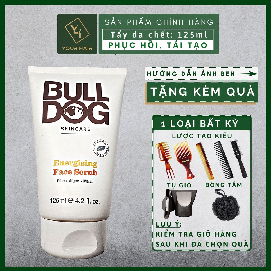 Kem tẩy da chết cung cấp năng lượng Bulldog Energising Face Scrub - 125ml