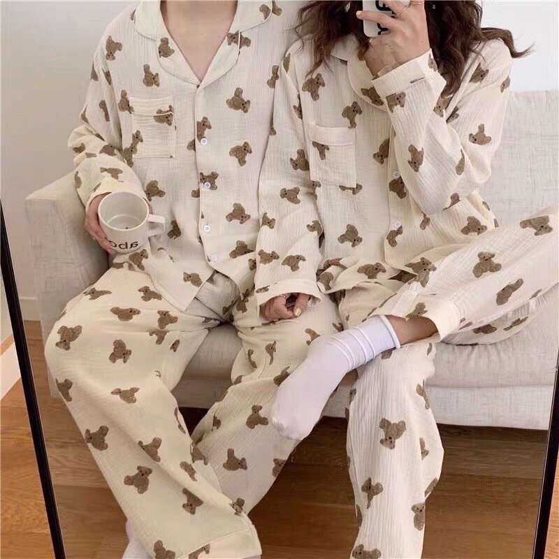 Giá gốc SĂN SALE SET BỘ PIJAMA XÔ GẤU COUPLE NAM NỮ NGẮN TAY DÀI TAY rẻ nhất shopee