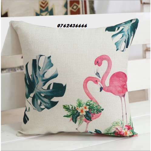 Gối tựa lưng vuông sofa mẫu CHIM HẠC (chỉ vỏ gối không kèm ruột) size 45x45cm