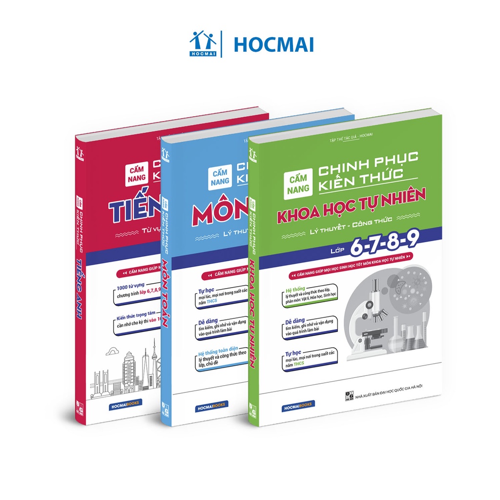 Sách - Combo cẩm nang chinh phục kiến thức môn Toán, Khoa học tự nhiên, Tiếng Anh lớp 6,7,8,9