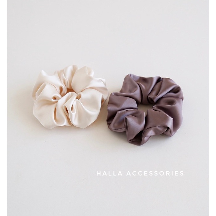 Dây tóc Scrunchies Lụa satin cao cấp nhiều màu HALLA