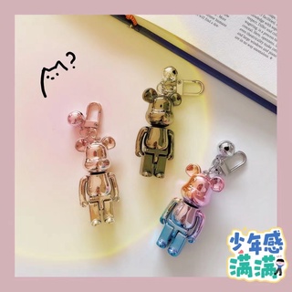 Móc khóa mạ bạc hình gấu KAWS màu hồng thời trang phổ biến