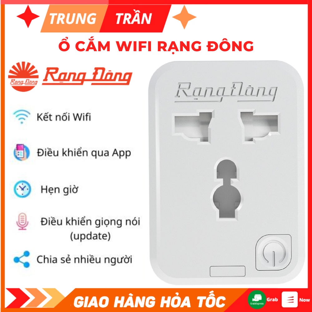 Ổ Cắm Điện Thông Minh Rạng Đông 16A, Công Suất 3500w, Điều Khiển Bằng Wifi kết nối 3g-4g, Bảo hành 1