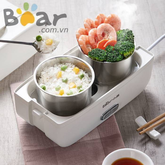 Hộp cơm điện 4 khay inox 2 tầng Bear DFH-B17