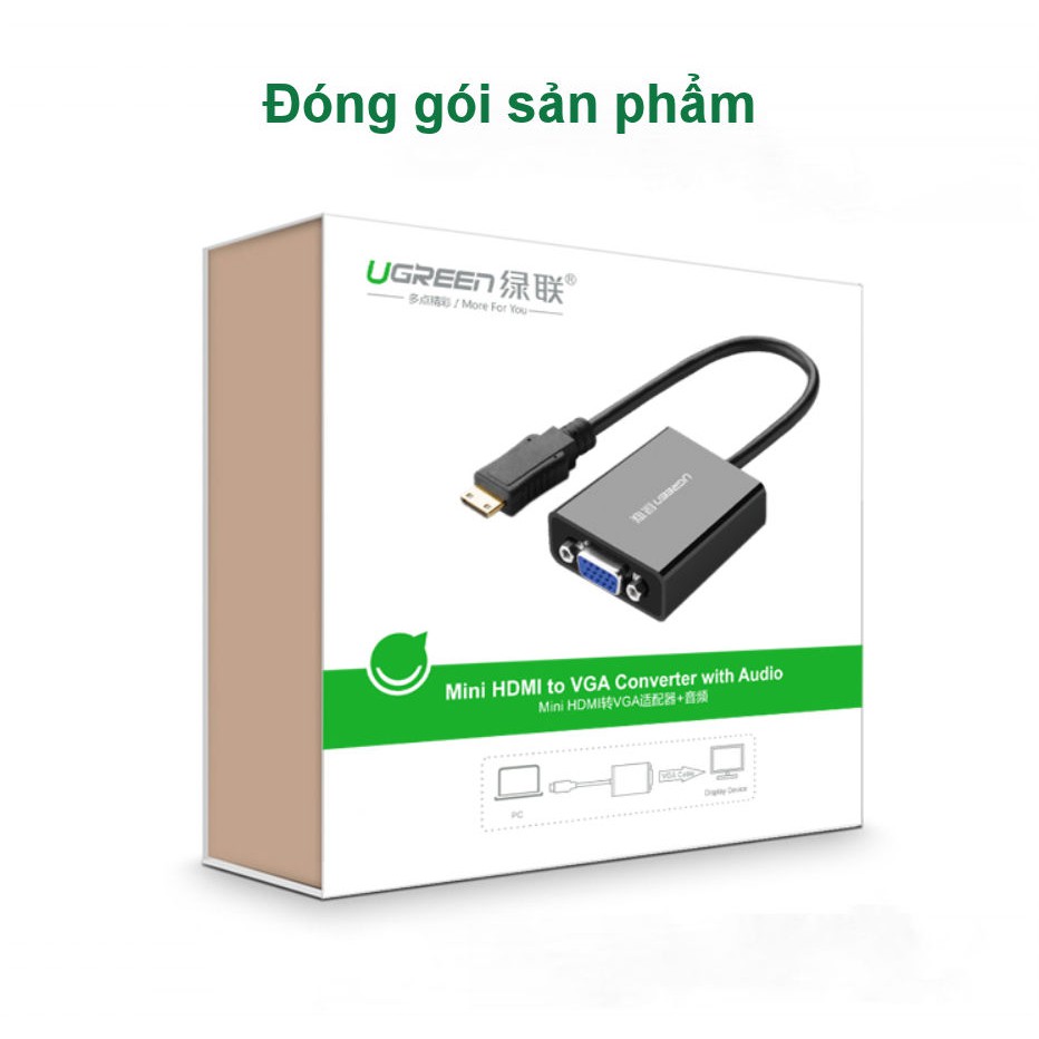 Dây cáp chuyển đổi Mini HDMI sang VGA cái dài 16CM UGREEN MM112