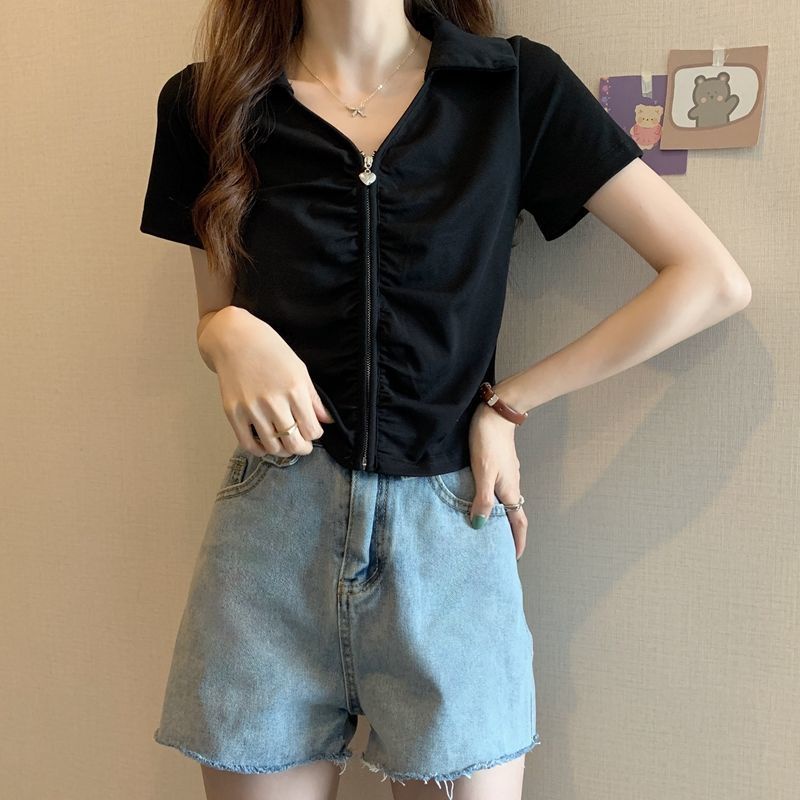 B&G Áo Thun Ngắn Tay Có Khóa Kéo Thời Trang Cho Nữ Áo phông Nữ JL-TX-135