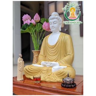 Tượng Đức Phật Thích Ca phối màu tử sa bản cao 55×40cm