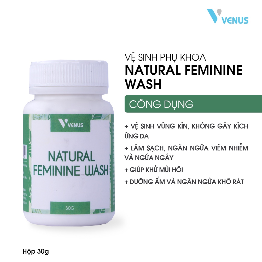 Vệ sinh phụ nữ, vệ sinh vùng kín Natural Feminine Wash không gây kích ứng, giảm ngứa vùng kín, giảm mùi hôi (hộp 20 gói)