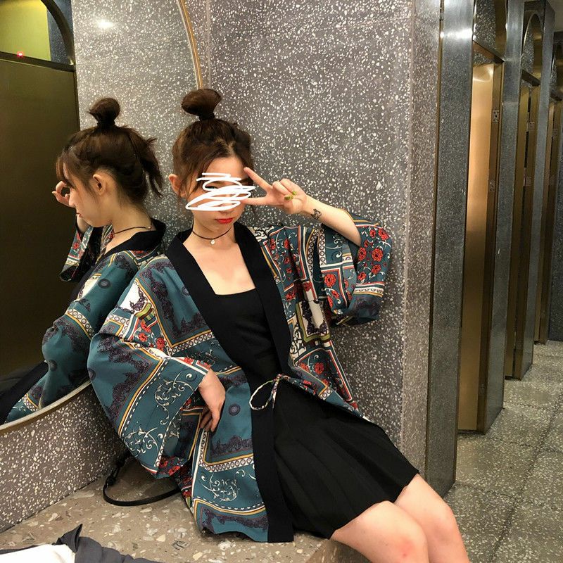 Áo Khoác Sơ Mi Nữ Tay Dài In Họa Tiết Ulzzang