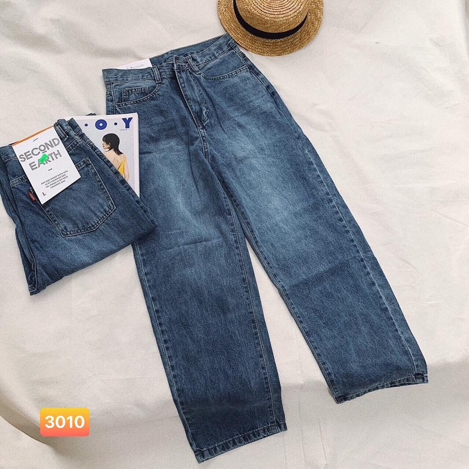 FS50K_Quần Jeans Nữ Ống Rộng Dáng Suông SIMPLE JEANS Cao Cấp OHS3010