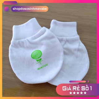 Combo 5 Set BAO TAY sơ sinh TRẮNG cổ bo Mintuu (1 đôi)