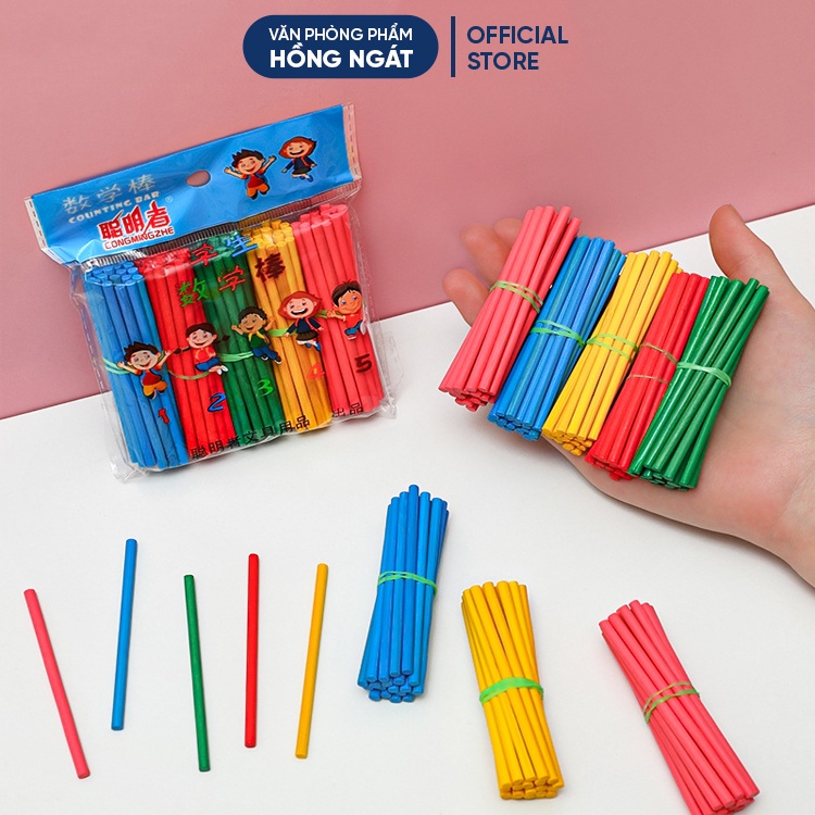 Que tính học toán cho bé, bộ 100 que tính mini bằng gỗ đồ dùng học tập văn phòng phẩm làm quà tặng học sinh QT07